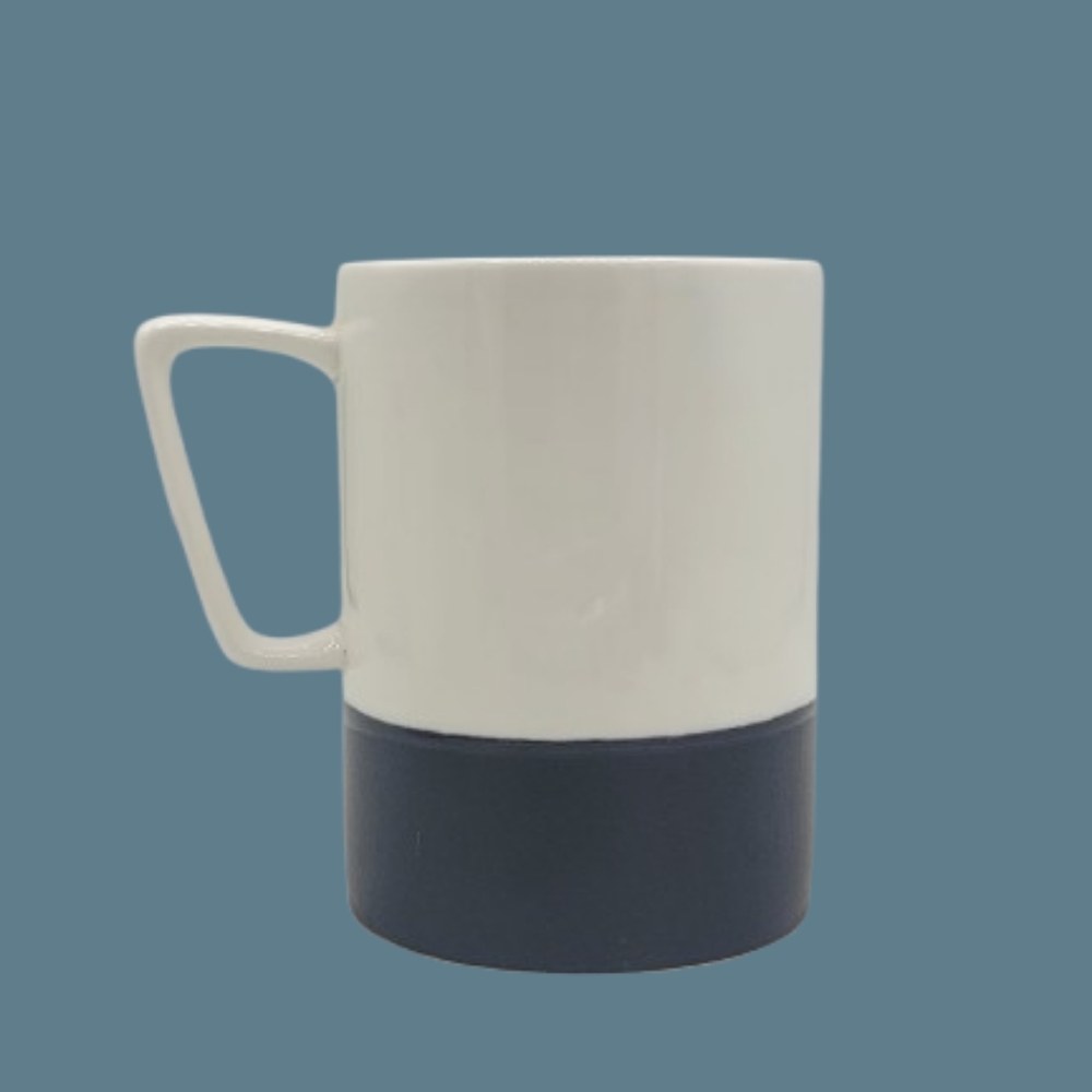 Starbucks Mug 2013 White Black Dip Glaze Dipped Tall Coffee Cup Ceramic 16 oz